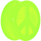 Acrylic Neon Green Peace Sign Tunnel Plug 2G to 20mm