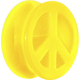 Acrylic Neon Yellow Peace Sign Tunnel Plug 2G to 20mm