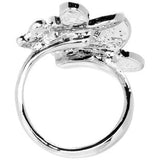 Aqua Jeweled Cluster Butterfly Adjustable Ring