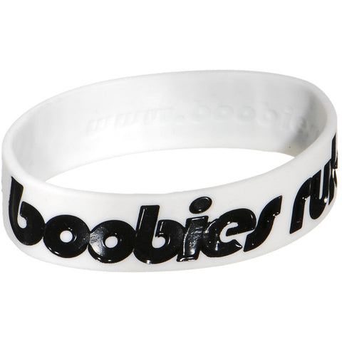 Black White Green Boobies Rule Awareness for Breast Cancer Bracelet