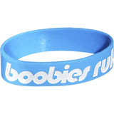 Aqua Blue White Boobies Rule Awareness for Breast Cancer Bracelet
