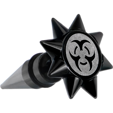 0G Biohazard Spiked Logo Fake Taper Ear Plug