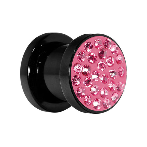 0G Pink Ferido Crystal Acrylic Screw Fit Tunnel