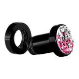 4G Pink Crystal Ferido Yin Yang Acrylic Screw Fit Tunnel