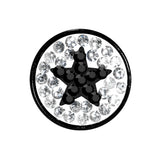 0G Black Star Ferido Crystal Acrylic Screw Fit Tunnel