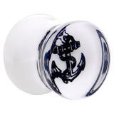 00G Anchor Tattoo Acrylic Saddle Plug