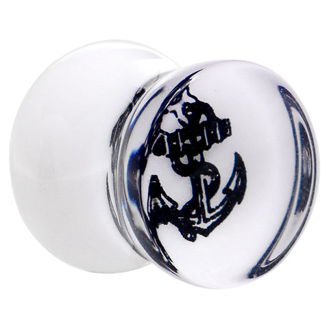 00G Anchor Tattoo Acrylic Saddle Plug
