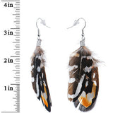 Brown White Essence Feather Earrings