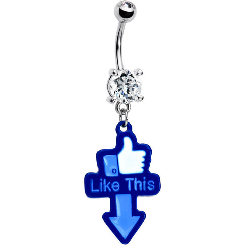 Blue Hand Thumbs Up Belly Ring