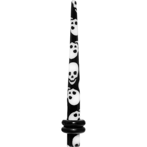 8G Black White Skulls Acrylic Taper