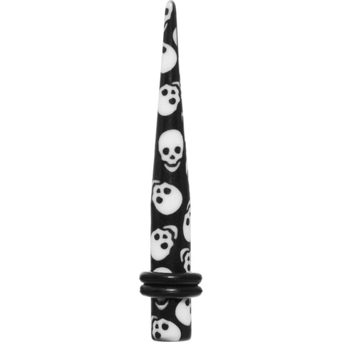 4G Black White Skulls Acrylic Taper