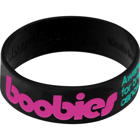 Black Pink Boobies Awareness for Breast Cancer Bracelet