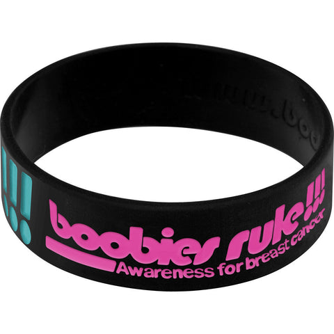 Black Aqua Boobies Rock Breast Cancer Bracelet