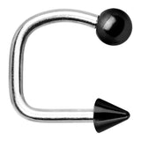 Black Titanium Ball Spike Lippy Loop Labret
