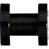 4G Black Acrylic with Clear Jeweled Flesh Tunnel