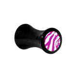 4G Acrylic Pink White Zebra Saddle Plug
