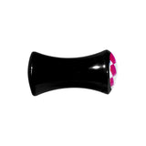 6G Black Acrylic Pink and White Checkerboard Saddle Plug