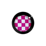 6G Black Acrylic Pink and White Checkerboard Saddle Plug