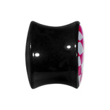 9/16 Black Acrylic Pink and White Checkerboard Saddle Plug