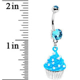 Blue Gem Starry Sprinkles Cupcake Belly Ring