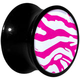 5/8 Acrylic Pink White Zebra Saddle Plug