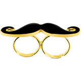 Black Mustache Double Finger Ring
