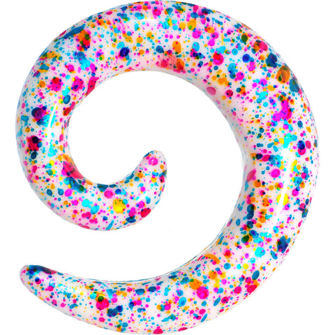 00G Acrylic Rainbow Bubblegum Spatter Spiral Taper