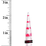 Clear Acrylic Glitter Pink Heart Confetti Taper 8G to 16mm