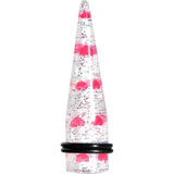 Clear Acrylic Glitter Pink Heart Confetti Taper 8G to 16mm