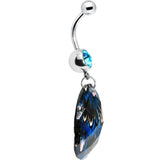 Blue Gem Paradise Feather Oval Dangle Belly Ring