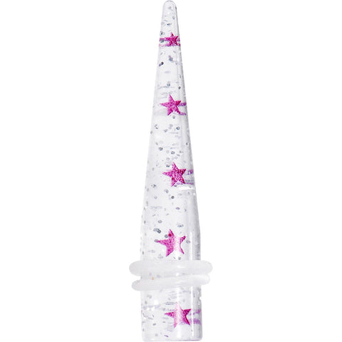 0G Clear Acrylic Glitter Purple Star Confetti Taper