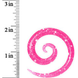 0G Hot Pink Acrylic Glitter Spiral Taper