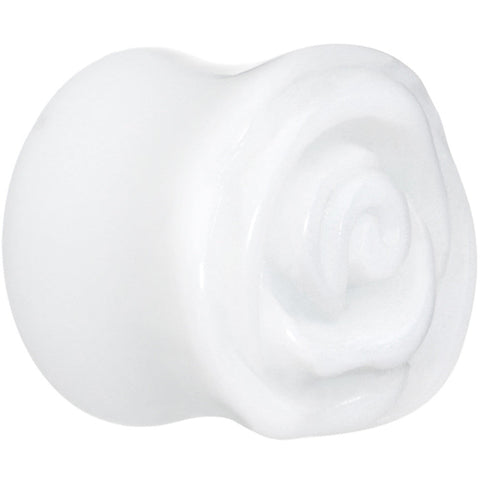 20mm White Rose Flower Acrylic Saddle Plug