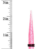 0G Pink Acrylic Silver Glitter Taper