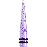 00G Purple Acrylic Silver Glitter Taper