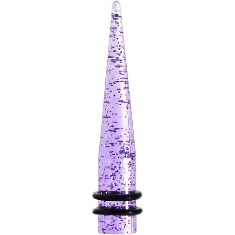 00G Purple Acrylic Silver Glitter Taper