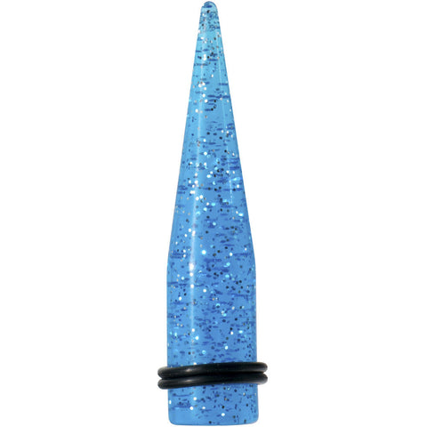 9/16 Blue Acrylic Silver Glitter Taper