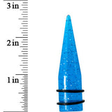 5/8 Blue Acrylic Silver Glitter Taper