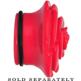 7/8 Red Blooming Rose Flower Single Flare Plug