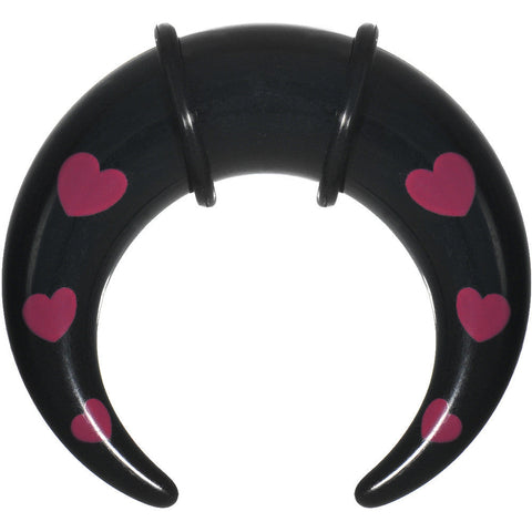 1/2 Black Acrylic Pink Hearts Buffalo Taper