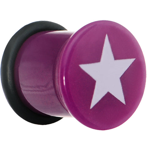 5/8 Purple Acrylic White Star Single Flare Plug