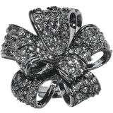 Black Sparkling Bow Adjustable Ring