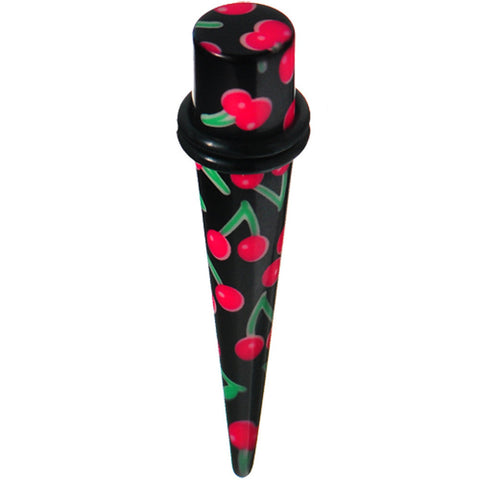 00G Black Acrylic Red Cherry Logo Taper