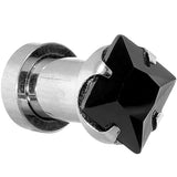 4G Stainless Steel Black Square CZ Screw Fit Tunnel