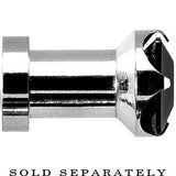 4G Stainless Steel Black Square CZ Screw Fit Tunnel