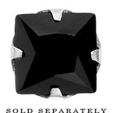 4G Stainless Steel Black Square CZ Screw Fit Tunnel