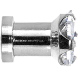 4G Stainless Steel Clear Square CZ Screw Fit Tunnel