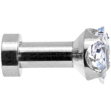 8G Stainless Steel Clear Square CZ Screw Fit Tunnel Set