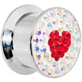 9/16 Stainless Steel Aurora Gem Red Heart Screw Fit Plug