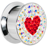 5/8 Stainless Steel Aurora Gem Red Heart Screw Fit Plug